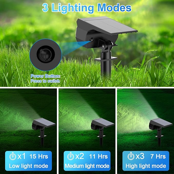 Solar Spot Lights Outdoor, [57 LED/2 Pack] Solar Lights Outdoor IP65 Waterproof, 3 Modes Solar Powered Landscape Spotlights for Garden Yard Outside Patio Pathway Pool(Cold White) MinPea
