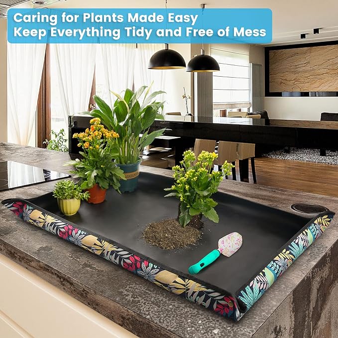Extra Large Repotting Mat for Indoor Plants Transplanting and Dirt Control, Foldable Waterproof Succulent Potting Mat, Gardening Gifts for Plant Lovers (43.5"x29.5") FocusonGardeningProjects
