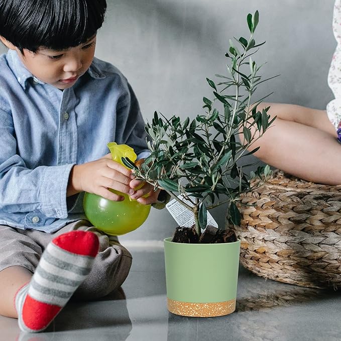 QCQHDU 5 inch Plant Pot, 2 Pack Planters for Indoor Plants with Drainage Holes & Saucer, Outdoor Flower Pots Home Garden Modern Decor QCQHDU