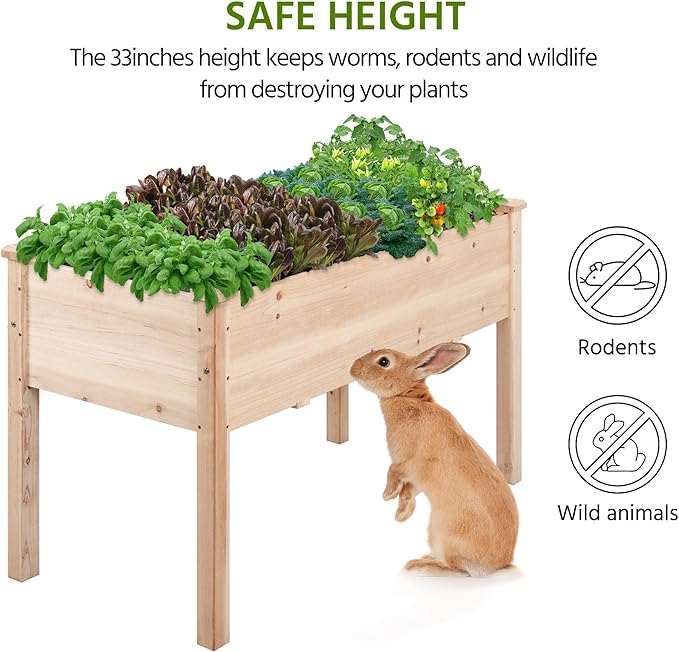 Yaheetech 2pcs Raised Garden Bed 48x24x30in Elevated Wooden Horticulture Planter Box with Legs Standing Growing Bed for Gardening/Backyard/Patio/Balcony, Wood Yaheetech