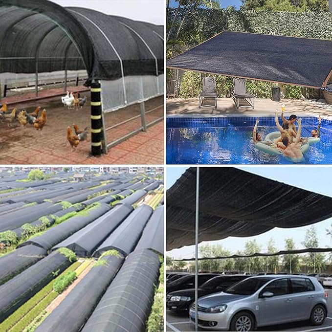 Shade Cloth - 70-90% Sunblock Net for Garden Patio,Shade Sails for Plants Greenhouse Outdoor Pergola Lawn Sun Shade Cloths for Kennel Chicken Coop Easier to Hang Shade Net Cover QLOFEI