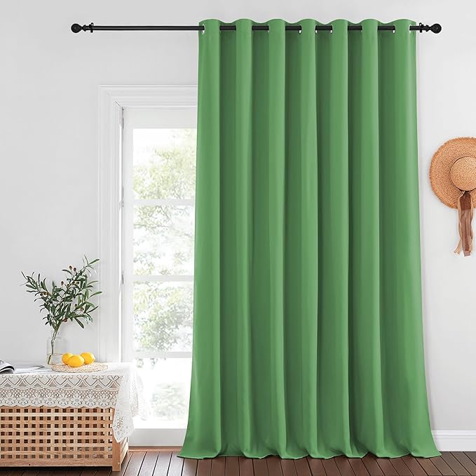NICETOWN Patio Door Curtain Sound Blocking, Bedroom Privacy Room Divider Curtain, Thermal Insulated Blackout Closet Sliding Door Shade (1 Panel, 100" Wide x 120" Long, Froest Green) NICETOWN