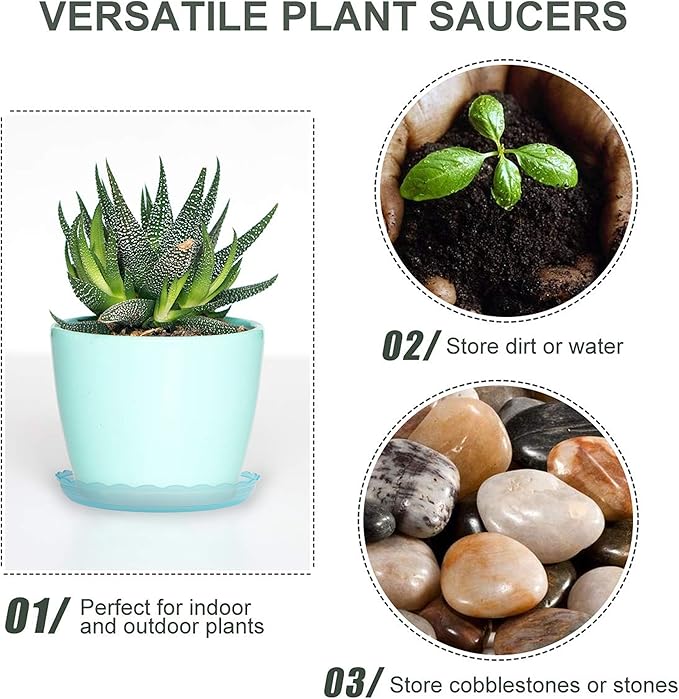 12Pcs Clear Plant Saucer, 6 8 10 Inch Durable Plastic Plant Tray, Round Plant Pot Saucers, Drip Tray for Indoor and Outdoor Garden, Amber Brown Lifecouldbesointeresting