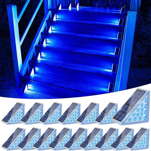 VOLISUN Solar Stair Lights 16 Pack, Solar Step Lights Outdoor, Halloween Light, LED Outdoor Step Light,Outdoor Light Decor for Stair, Deck, Front Step and Front Porch VOLISUN