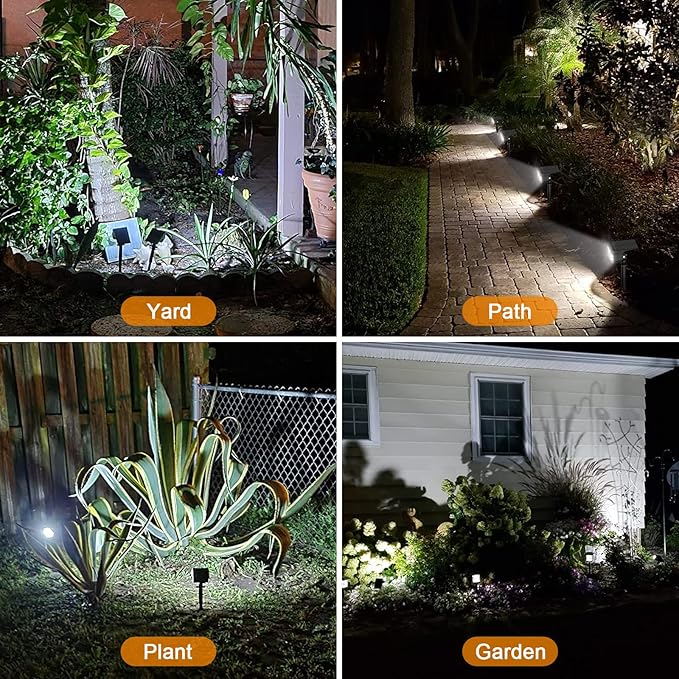 LANSOW Solar Spot Lights Outdoor, [4 Pack/76 LED] 2-in-1 Solar Landscape Spotlights, 3 Modes IP65 Waterproof Dusk to Dawn Solar Powered Flood Wall Lights for Outside Yard Garden Pathway(Cool White) LANSOW