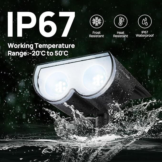 Solar Lights Outdoor Waterproof, Consciot 16 LEDs IP67 Spot Lights Outdoor, Auto On/Off Solar Garden Light, 2-in-1 Adjustable Wall Lights for Landscape Yard Pathway, Cool White 2 Pack Consciot