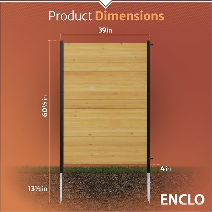 5ft H x 3.2ft W (1 Panel) No Dig Enclo Fairmont Cedar Wood Privacy Screen, Great to Hide Trash Cans, Decorative Patio Privacy Screen, Outdoor Privacy Fence Panel, Air Conditioner Fence, EC18043 Enclo