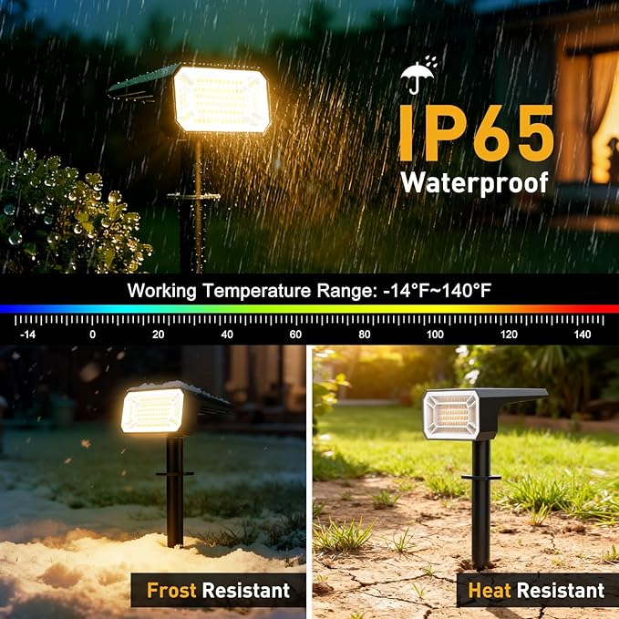 Solar Spot Lights Outdoor Waterproof IP65, [12 Pack/100 LED/4 Modes] Solar Landscape Spotlights, Auto On/Off High Lumens Spot Lights for Outside Yard Garden Pathway(Warm White) NACINIC