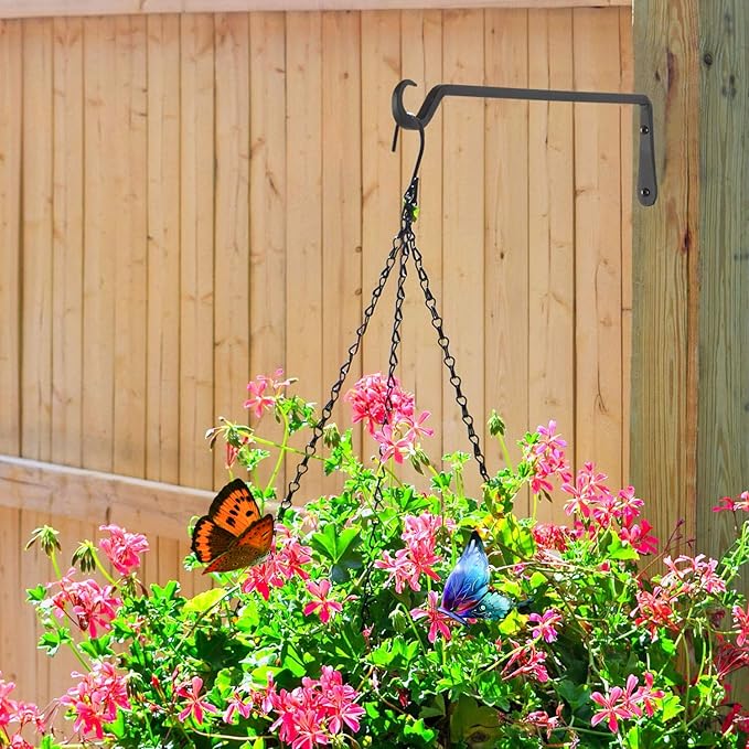 12" Plant Hangers 6-Pack - Heavy Duty Rust-Resistant Steel Hooks for Bird Feeders, Indoor/Outdoor Plants & Wall Decor, Black YELOKIE