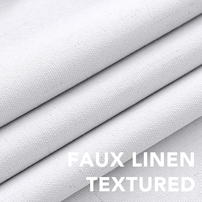H.VERSAILTEX Linen Blackout Curtains 72 Inches Long 100% Blackout Thermal Insulated Textured Linen Look Curtain Draperies Anti-Rust Grommet, Energy Saving with White Liner, 2 Panels, Bright White HVERSAILTEX