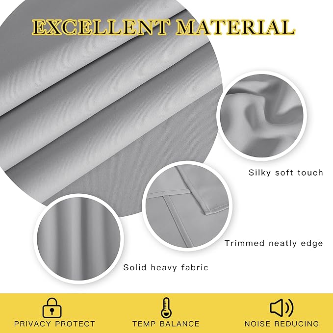NICETOWN Blackout Bedroom Curtain 120 inches Long - Grommet Thermal Curtain Room Darkening Window Treatment Light Blocking Drape for Living Room (Silver Grey, 1 Panel, W52 x L120) NICETOWN
