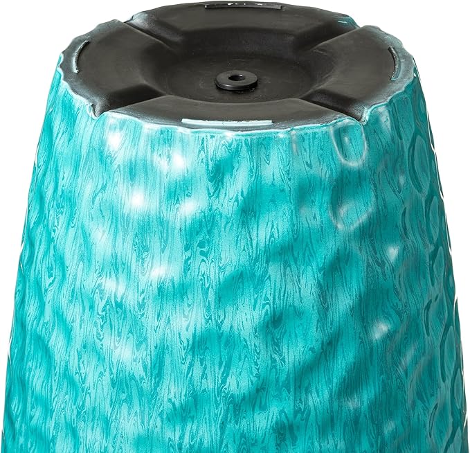 Glitzhome 23.75" H Large Planters for Outdoor Plants,Set of 2 Plastic Tall Outdoor Planters with Drainage Holes,Honeycomb Textured Gradient Turquoise Finish, Large Flower Pots for Front Porch Indoor Glitzhome