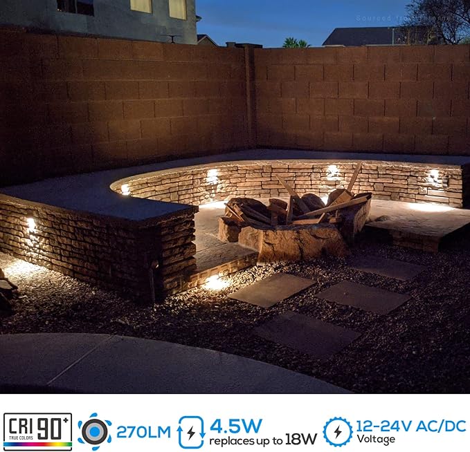 LEONLITE 8-Pack Premium Series 5CCT 7 Inch LED Hardscape Lighting Swivel, 2200K/2700K/3000K/4000K/5000K Selectable, Retaining Wall Light Low Voltage, 12V Paver Light, 4.5W Outdoor Step Light, ETL LEONLITE