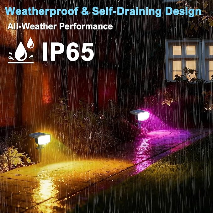 Color Changing Solar Spot Lights Outdoor Waterproof IP65,9 Lighting Modes Multicolor RGB Christmas Spotlight for Porches Yard Gardens Landscape Deconrations-6 Pack JEJOT