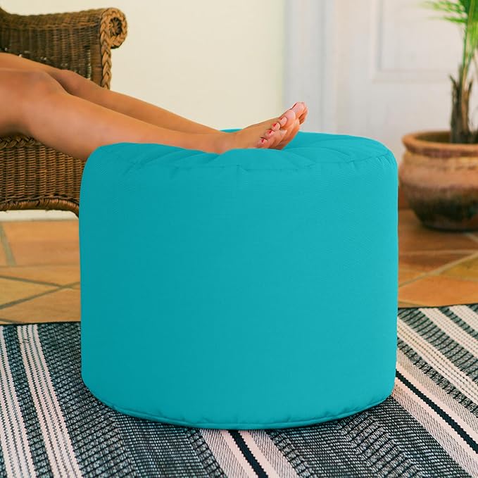 Jaxx Spring Indoor/Outdoor Bean Bag Pouf Ottoman, Light Blue Jaxx