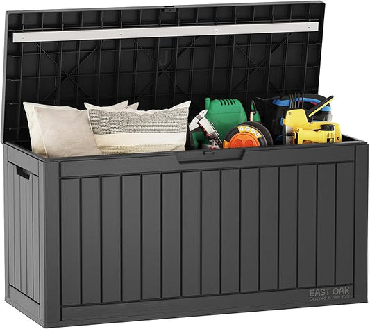 EAST OAK Outdoor Storage Box, 60 Gallon Deck Box Indoor and Outdoor Use, Black EASTOAK