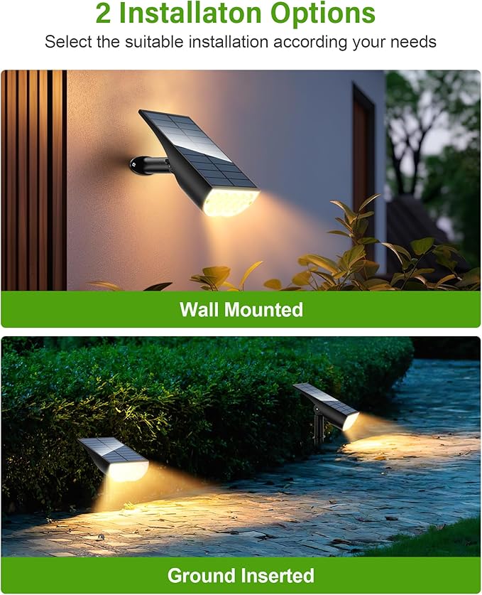 Solar Spot Lights Outdoor, Solar Lights Outdoor Waterproof IP65, 3 Brightness Modes Dusk to Dawn Landscape Spotlights for Yard Garden Pathway Tree Decoration, Warm White, 1 Pack ZookkiDirect