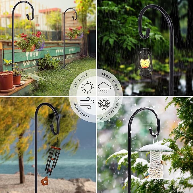 Shepherd-Hooks Adjustable for Bird-Feeder Lantern Plant-Hook Garden-Stake - Plant Stand Hanger for Outdoor Flower Basket, Bird Feeder Hanger Weddings Décor Ottsuls