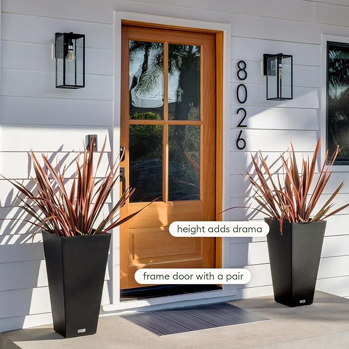Veradek V-Resin Indoor/Outdoor Taper Planter (26 inch, Black) VeradekOutdoor
