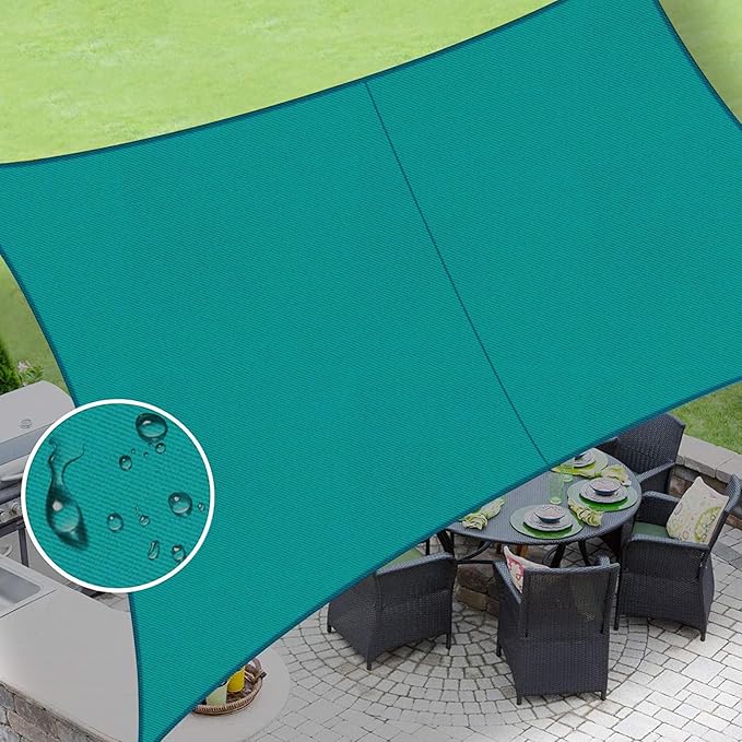 LOVE STORY Rectangle 9'x9' Waterproof Sun Shade Sail Canopy UV Block for Outdoor Patio Backyard Carport,Turquoise Blue(We Make Custom Size) LOVESTORY