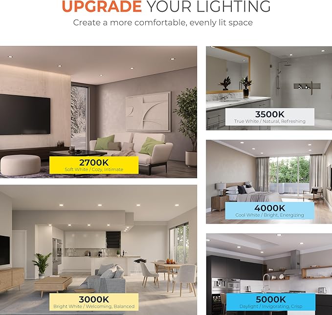 HALO HLB 6 inch LED Recessed Lighting Canless Dimmable Wet Location Selectable Lumens and Selectable Color 27/30/35/40/5000K 4-Pack Indoor Outdoor Soffit Ceiling Lights HLB6LSFS5-4PK HALO