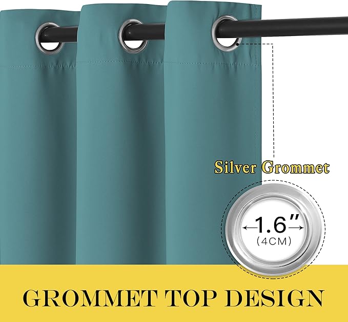 NICETOWN Blackout Curtains 54 Inches Long, Thermal Insulated Room Darkening Curtains for Bedroom, Window Treatment Drapes for Living Room Nursery (W66 x L54 Inch, Sea Teal, 1 Panel) NICETOWN
