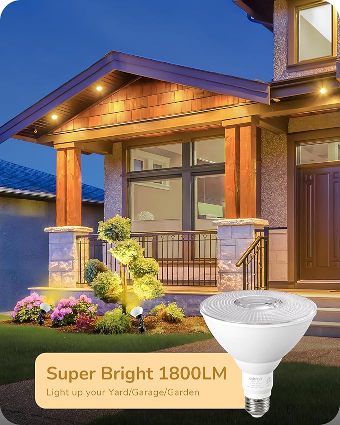 EDISHINE PAR38 LED Outdoor Flood Light Bulbs 2 Pack, 120W Equivalent Dimmable Waterproof LED Flood Light Bulb 3000K Warm Light 18W 1800LM E26 Base for Yard Porch Driveway Garage Christmas, ETL Listed EDISHINE