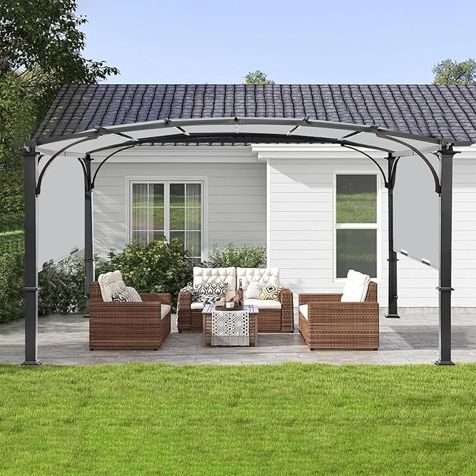 Pergola Canopy Replacement Cover for Lowe's Allen + Roth 10x10 Ft Freestanding Pergola, 200" x 103" Shade Cover, Compatible with Model #L-PG152PST-B,Cover Only (Gray) Iheqard