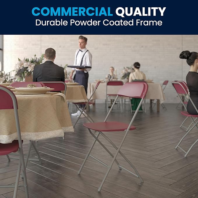 Flash Furniture Hercules Series Plastic Folding Chair - Red - 4 Pack 650LB Weight Capacity Comfortable Event Chair-Lightweight Folding Chair FlashFurniture