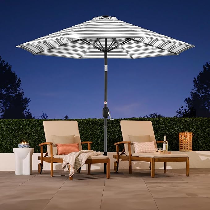 Best Choice Products 10ft Solar Polyester LED Lighted Patio Umbrella w/Tilt Adjustment and UV-Resistant Fabric BestChoiceProducts