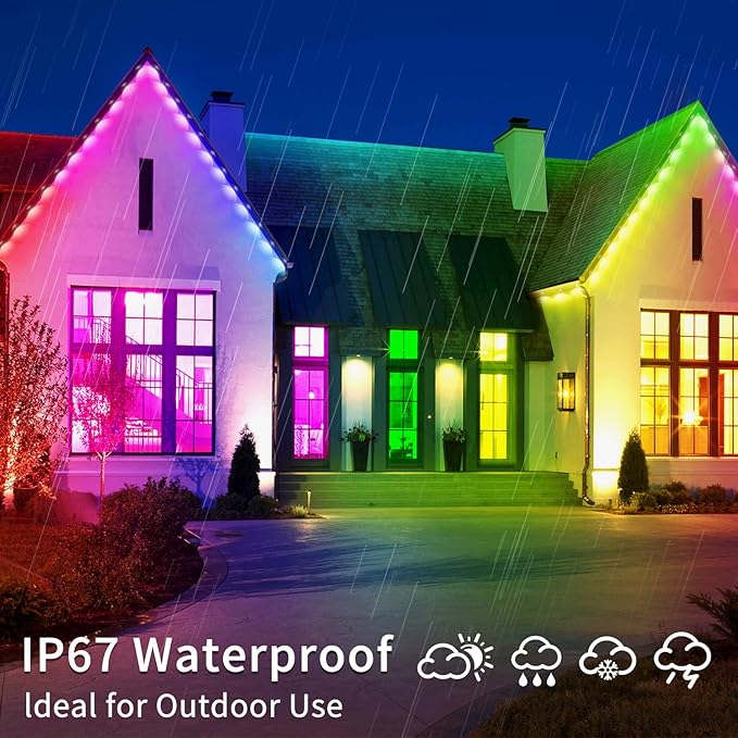 300ft Permanent Outdoor Light, RGB Outdoor eave Light,IP67 Waterproof LED eave Lights,Suitable for Party, Daily,Halloween,Christmas,Rooftop,Garden,Patio（2 Rolls of 150ft） Rootora