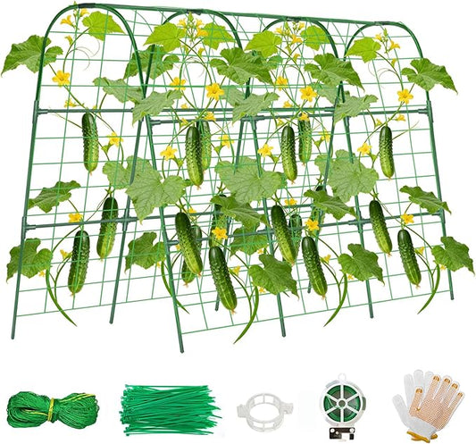 Cucumber Trellis for Raised Bed, U-Shape Garden Trellis for Climbing Plants Outdoor, Metal Arch Vegetables Trellis, Plant Support for Grape Vine Beans Squash Peas Flower ZPMOCKAQ