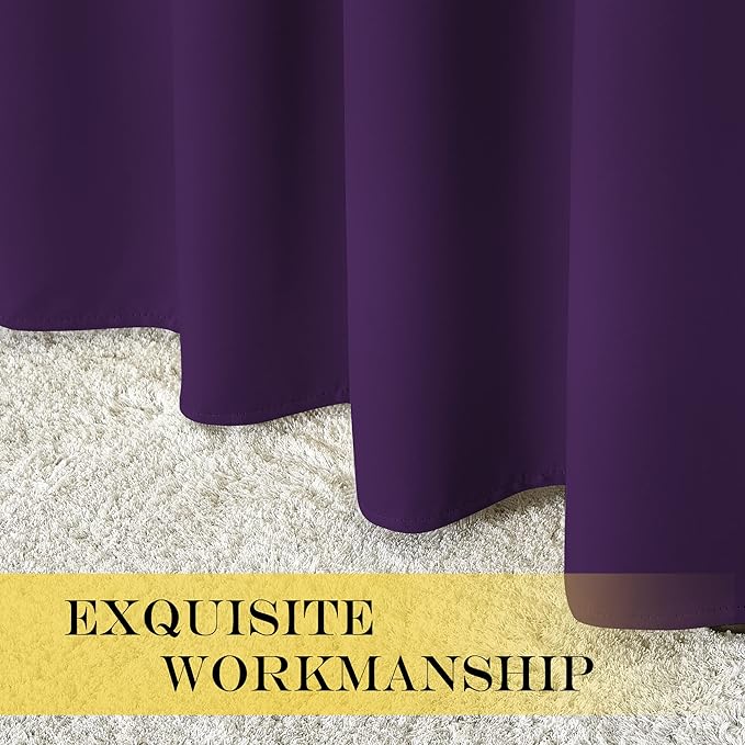 NICETOWN Blackout Window Curtain 90 inch Length - Room Darkening Thermal Insulated Grommet Large Window Treatment Light Blocking for Bedroom/Doorway (Royal Purple, 1 Panel, W52 x L90) NICETOWN