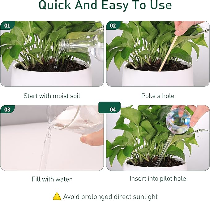 Large Extra-Thick Clear Glass Plant Watering Globes, Rainbow Gradient Self Watering Devices for Indoor & Outdoor Plants, AutomaticWaterer Spikes, Perfect for Daily or Vacation Use, 6-Pack SoilaguaDirect