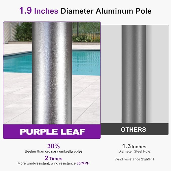 PURPLE LEAF 3-Piece Patio Chaise Lounge Set with Market Umbrella Adjustable Outdoor Recliners for Pool, Patio and Garden Nurture Shale PURPLELEAF