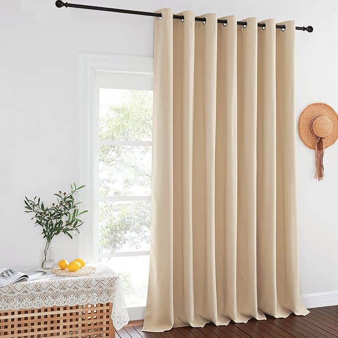 NICETOWN Sliding Door Curtain for Living Room, Grommet Blackout Patio Door Curtain Privacy Thermal Insulated Window Treatment for French, Biscotti Beige, W100 x L144, 1 Panel NICETOWN