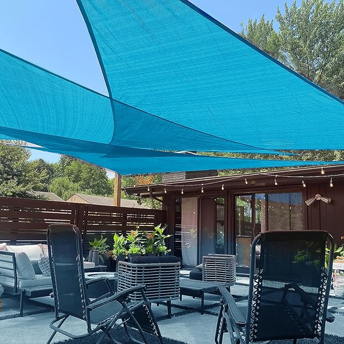 LOVE STORY 8' x 8' x 8' Sun Shade Sails Triangle Sunshades Sail Shade Canopy Patio Cover for Shade Outdoor, Turquoise Blue LOVESTORY