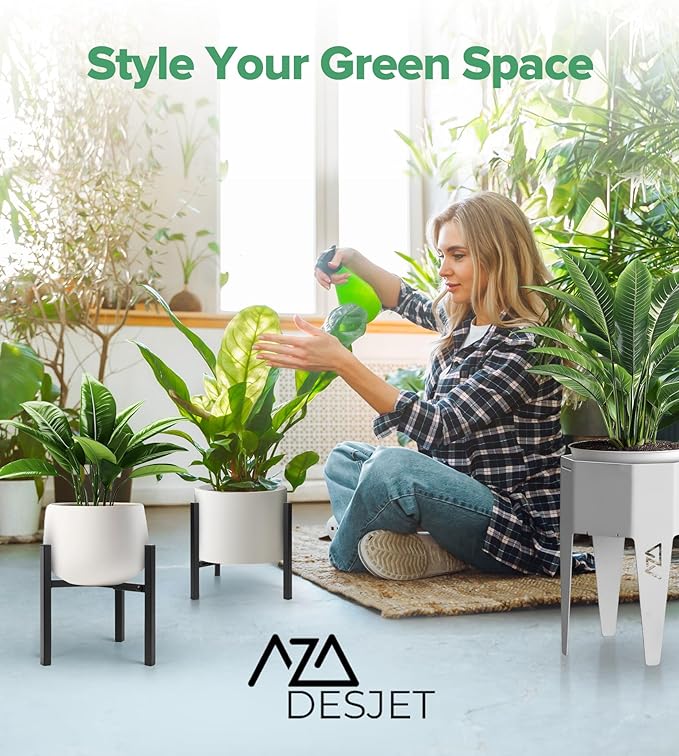 Plant Stand Indoor Adjustable 2 Pack, Metal Modern Indoor Plant Stand, Heavy Duty Plant Stands Outdoor Corner, Stable Plant Holder, Fits 8 to 12 Inches Pots, Black, Pot & Plant Not Included SculptingLightGarden
