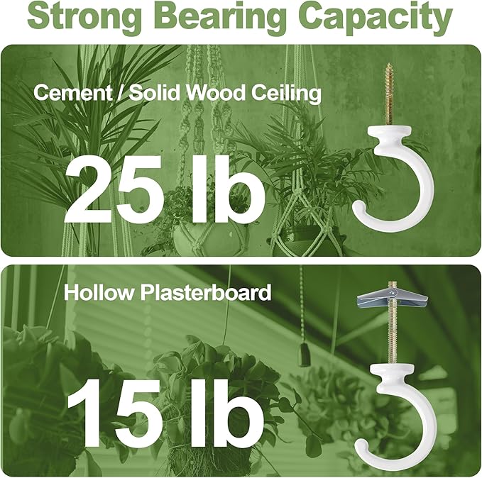 2PCS Ceiling Hooks for Hanging Plants,Heavy Duty Plant Swag Hooks,Hanging Planter Wall Hook, Indoor and Outdoor Plant Hangers Aidoclip