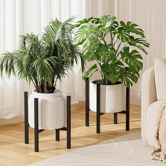 Urban Deco Adjustable Metal Plant Stand Outdoor & Indoor Planter With Stand Fits for 8-14 Inch Plant Holder Mid Century Modern Flower Stand Corner Outdoor Plant Stands for Patio (8-14inch 2PK) UrbanDeco