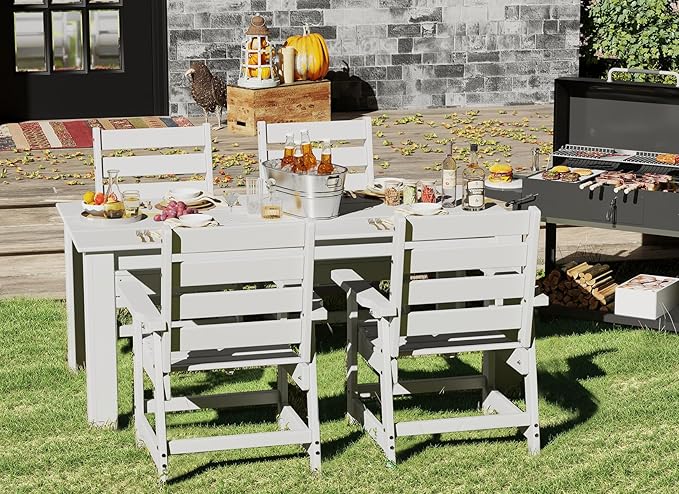 GREENVINES Outdoor Dining Chair | HDPE | Patio Chairs | All-Weather | White GreenVines