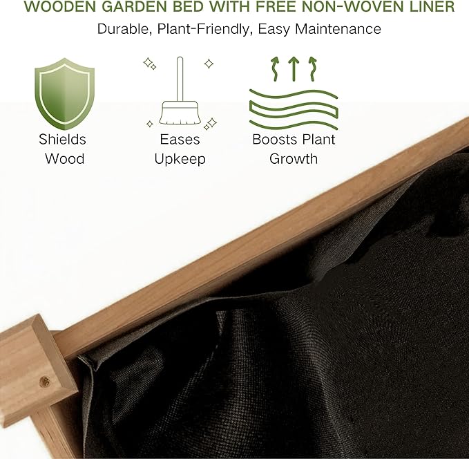 34x18x30in Wooden Raised Garden Bed with Legs,Elevated Reinforced Planter Box with Bed Liner for Backyard/Patio/Gardener,150lb Capacity - Acorn Brown ZSYWODFO