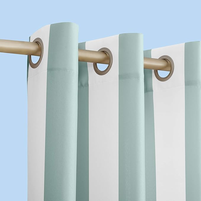 Sun Zero Valencia Cabana Stripe Indoor/Outdoor UV Protectant Energy Efficient Grommet Curtain Panel SunZero%E2%84%A2
