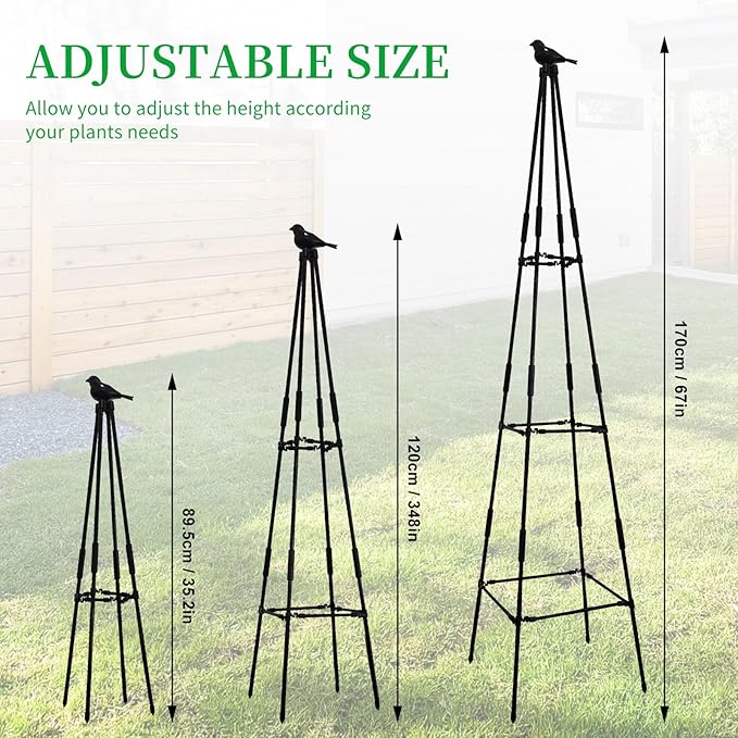 Lalahoni Garden Trellis for Climbing Plants, 67inch Tall Garden Obelisk Trellis for Climbing Potted Plant Outdoor Support Vine Flower Rose Vegetable Tomato Cucumber Trellis, Lightweight, 2 Pack Thereasonyoulovegardening