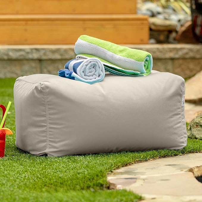 Jaxx Leon Outdoor Bean Bag Ottoman, Flax Jaxx