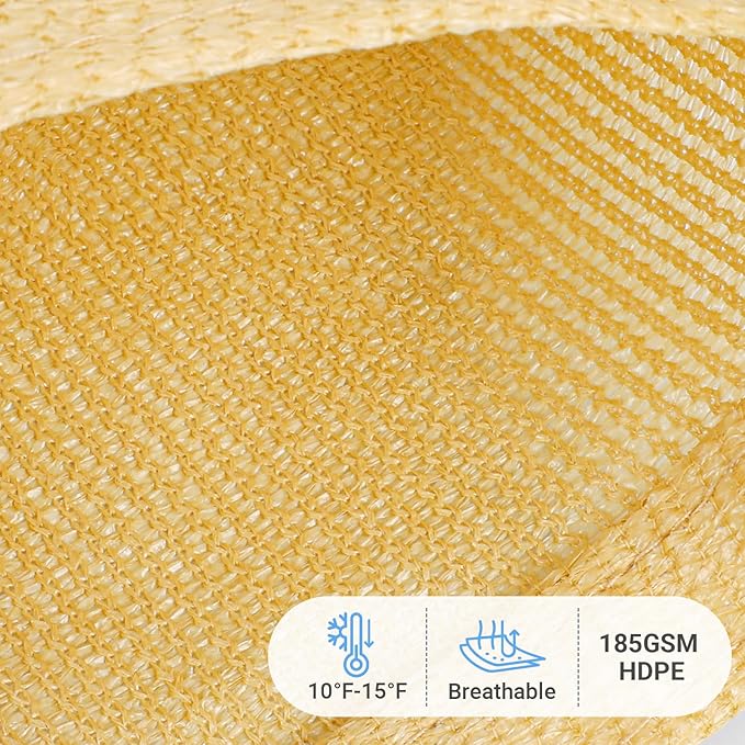 HappyTrends Sun Shade Sail,Heavy Duty UV Protection Beach Shade Canopy Wind sail,Tear and Rust Resistant Patio sail Shade for Yard Deck Lawn Garden Rectangle Sunshade(12'x 12',Sand) HappyTrends