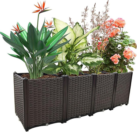 Large Planters for Outdoor Plants pots Elevated Garden Boxes Raised Garden Bed Garden Patio Balcony Deck to Planting Flowers Vegetables Tomato and Herbs TDDSS