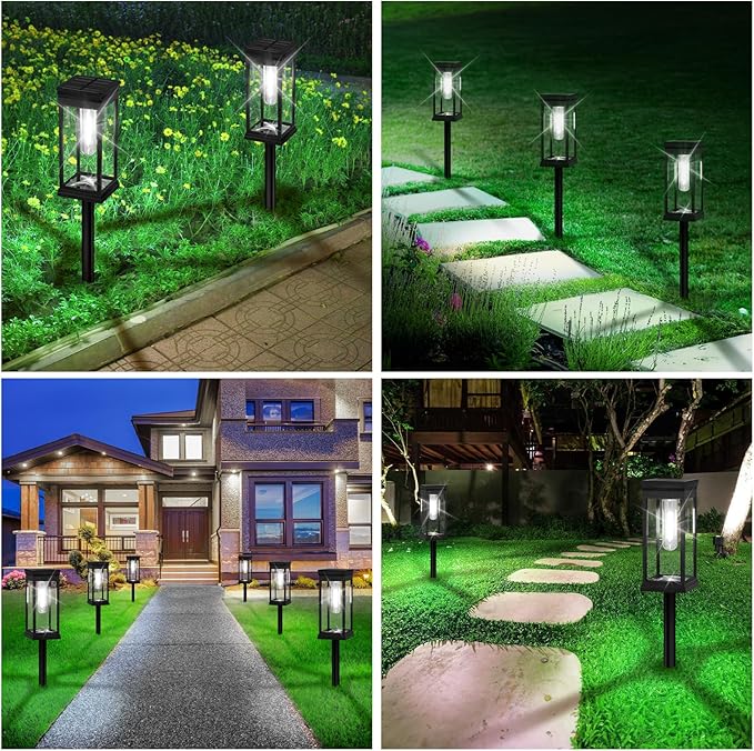 BesLowe Upgraded Solar Pathway Lights Outdoor, 12-Pack Large LED Solar Light Outdoor Waterproof, Super Bright Outside Lights for Yard, Sun-Powered Landscape Lighting for Garden Walkway, Cool White BringYouBrightFuture