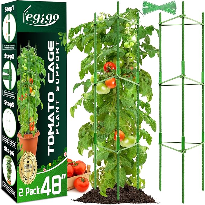 Legigo 2-Pack Tomato Cage for Garden Plant Support - Up to 48in Garden Stakes, Tomato Trellis for Potted Plants, Tomato Cages Plant Stakes for Climbing Vegetables & Flowers Legigo