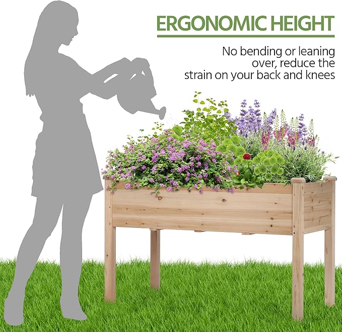 Yaheetech 2pcs Raised Garden Bed 48x24x30in Elevated Wooden Horticulture Planter Box with Legs Standing Growing Bed for Gardening/Backyard/Patio/Balcony, Wood Yaheetech